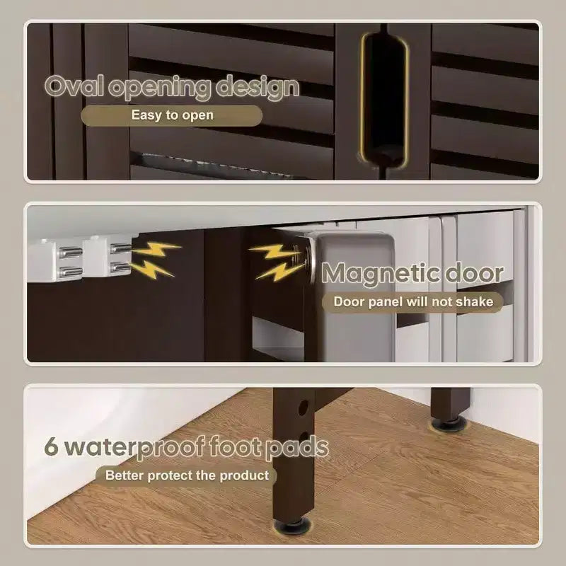 Mobile Contenitore Sopra il WC con Porta Carta Igienica, Scaffale Organizzatore per Bagno, Quattro Ante, Piedini Impermeabili, Salvaspazio, Antiscivolo