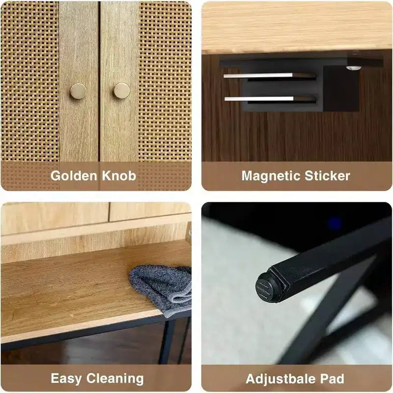 Mobiletto portaoggetti per WC in rattan, armadietto in legno sopra lo scaffale con supporto in metallo, organizer per bagno, ripiano regolabile, autoportante alto