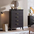 Fluted Dresser for Bedroom with 5 Deep Drawers, Tall Chest of Drawers, Curved Profile Design, Modern Wooden Dresser, for Living Room, Hallway