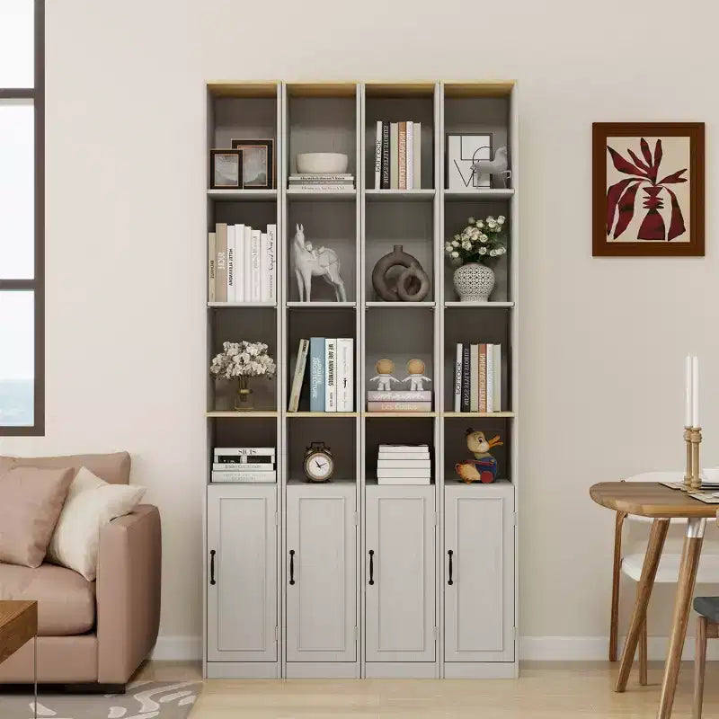 Credenza sottile in legno bianco con 6 ripiani – 183 cm (A) x 24 cm (L)