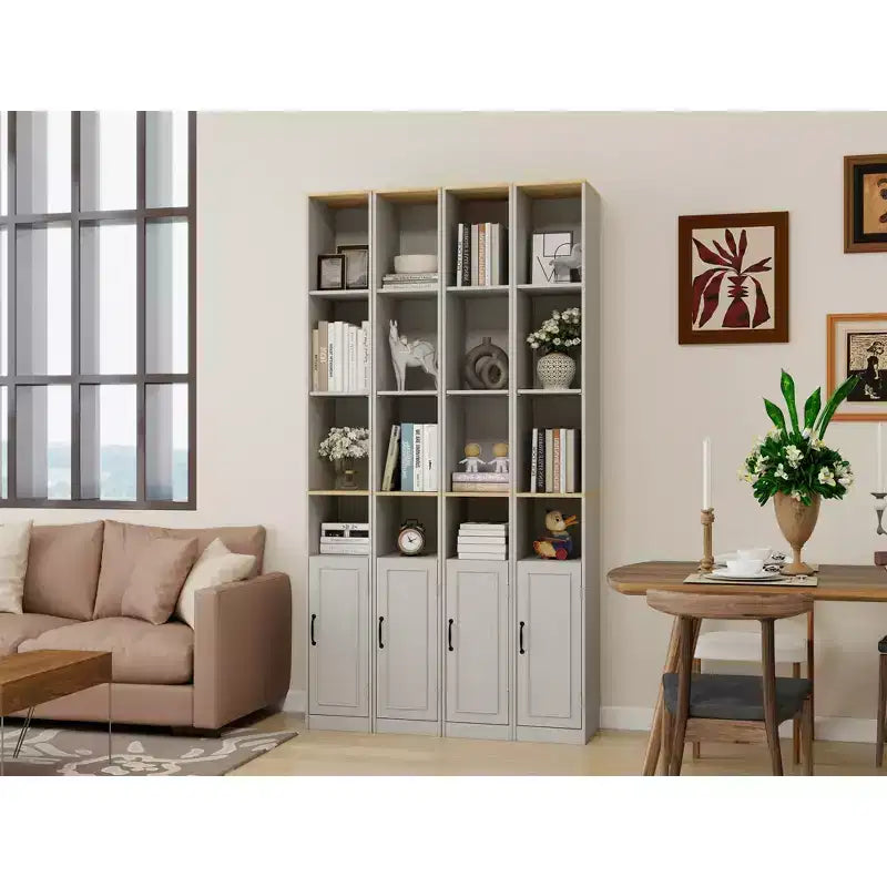 Credenza sottile in legno bianco con 6 ripiani – 183 cm (A) x 24 cm (L)