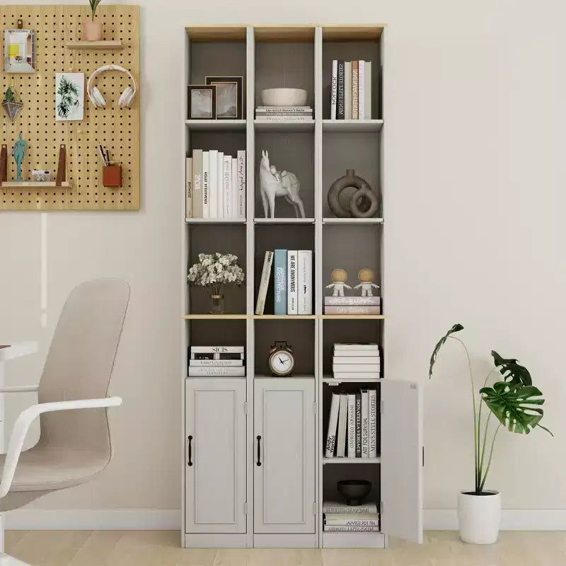 Credenza sottile in legno bianco con 6 ripiani – 183 cm (A) x 24 cm (L)