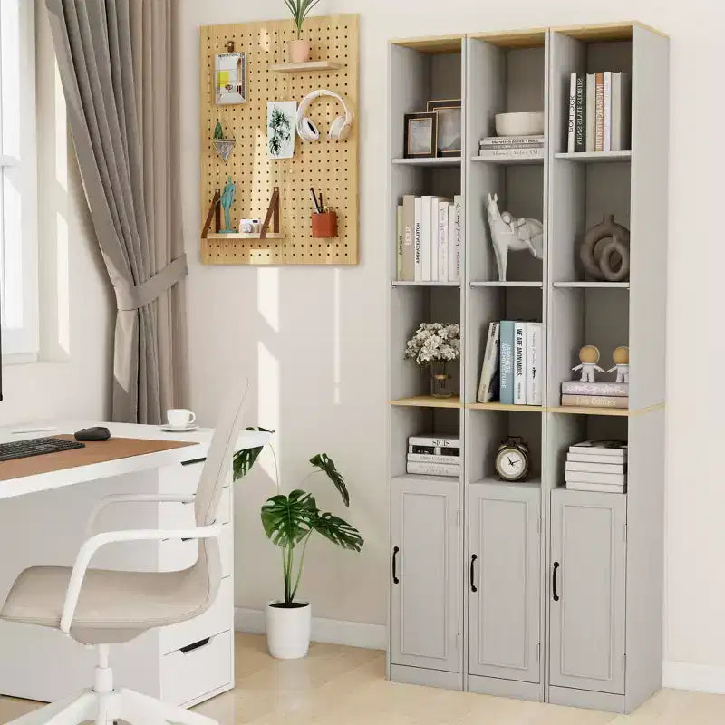 Credenza sottile in legno bianco con 6 ripiani – 183 cm (A) x 24 cm (L)