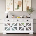 63 Sideboard Buffet Cabinet with Storage, Wood Kitchen Storage Cabinet with Charging Station, 3 Drawers, 4 Doors & Adjustable Shelves for Dining Room