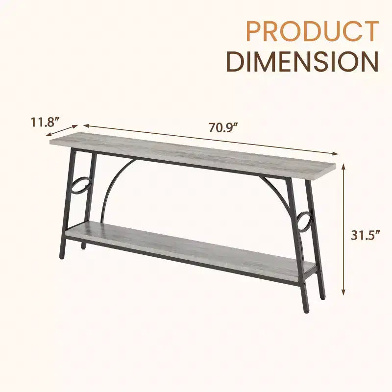 Tavolo Consolle Moderno ad Arco con Doppio Strato di Archiviazione da 70,9" – 6,35 kg