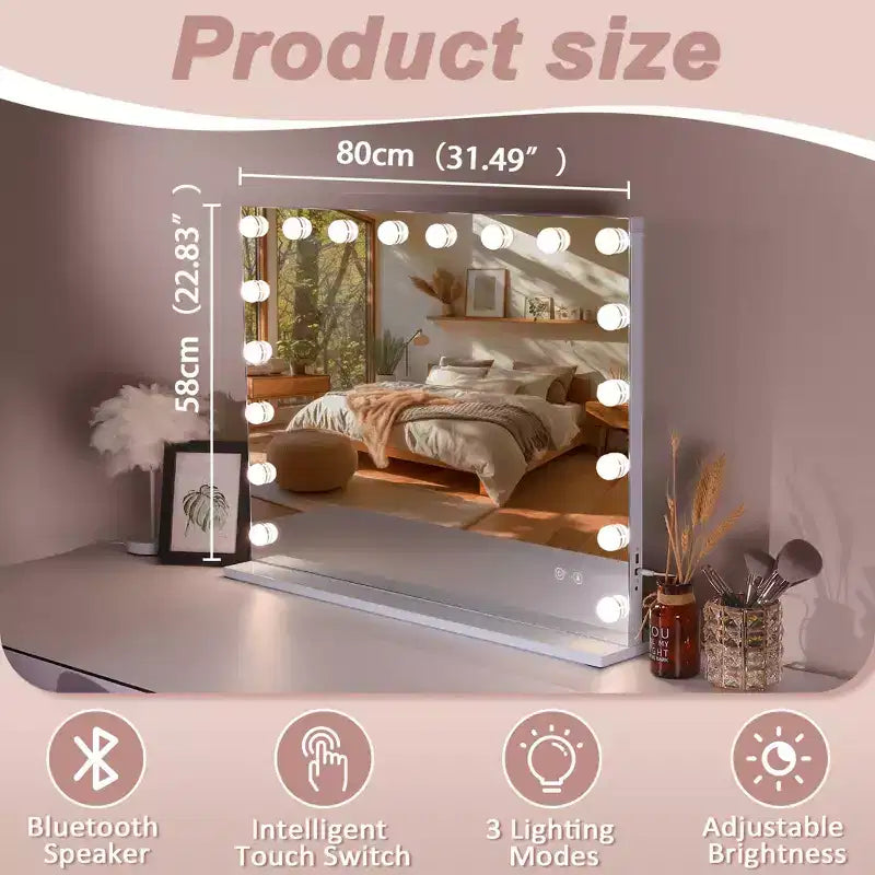 Specchio da bagno 31" con luci LED, altoparlante Bluetooth e porta USB