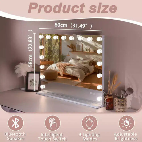 Specchio da bagno 31" con luci LED, altoparlante Bluetooth e porta USB