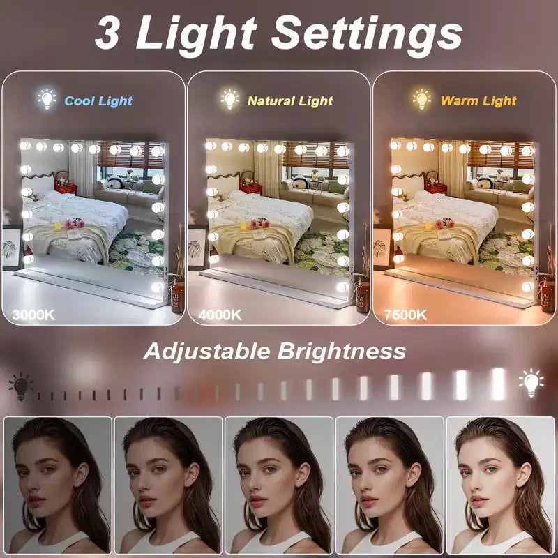 Specchio da bagno 31" con luci LED, altoparlante Bluetooth e porta USB