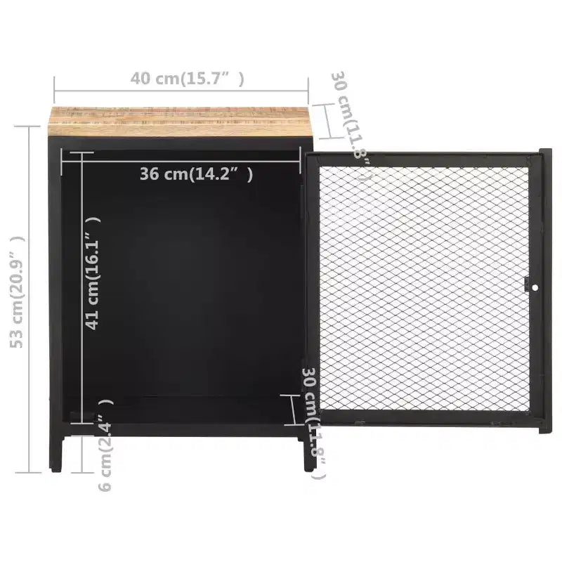 Comodino in Legno Massello di Mango Grezzo – 40x30x53 cm, 2 Anni di Garanzia