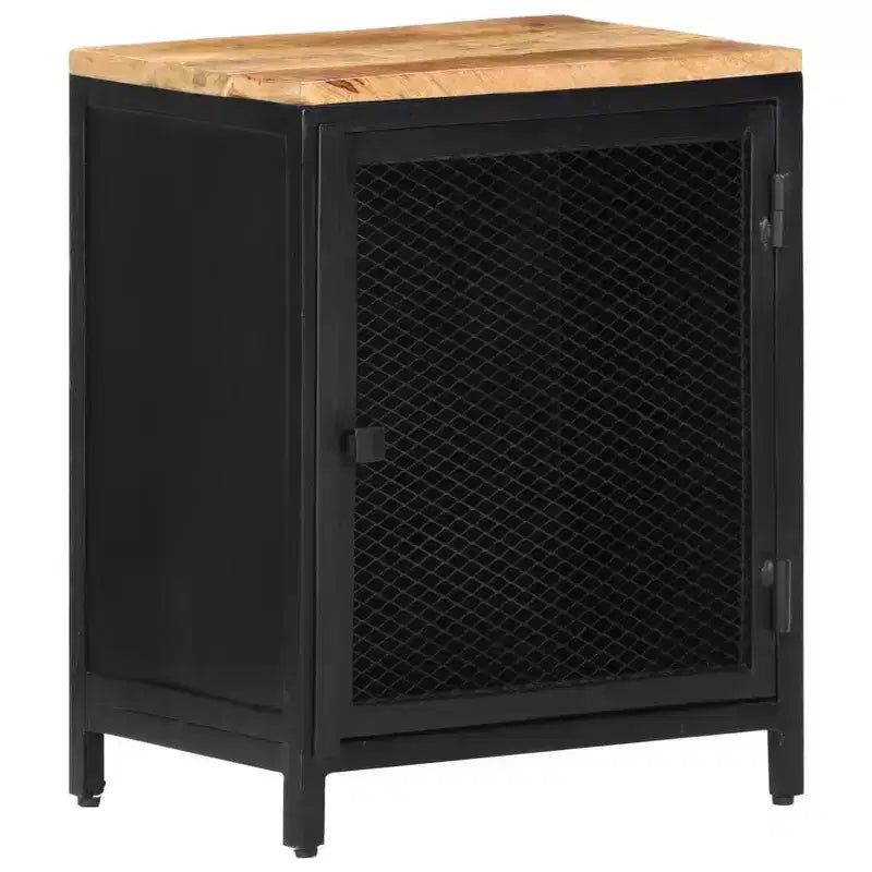 Comodino in Legno Massello di Mango Grezzo – 40x30x53 cm, 2 Anni di Garanzia