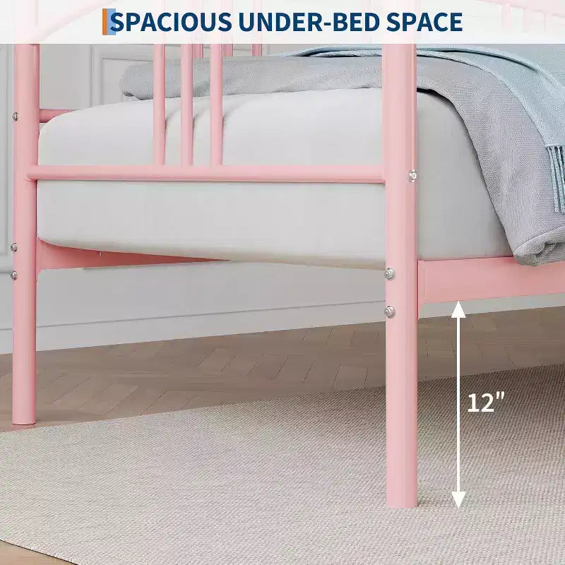 Telaio Divano Letto Singolo con Contenitore Sottostante – Letto a Sofa in Metallo, 30 cm di Spazio Sottostante