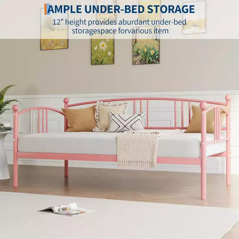 Telaio Divano Letto Singolo con Contenitore Sottostante – Letto a Sofa in Metallo, 30 cm di Spazio Sottostante