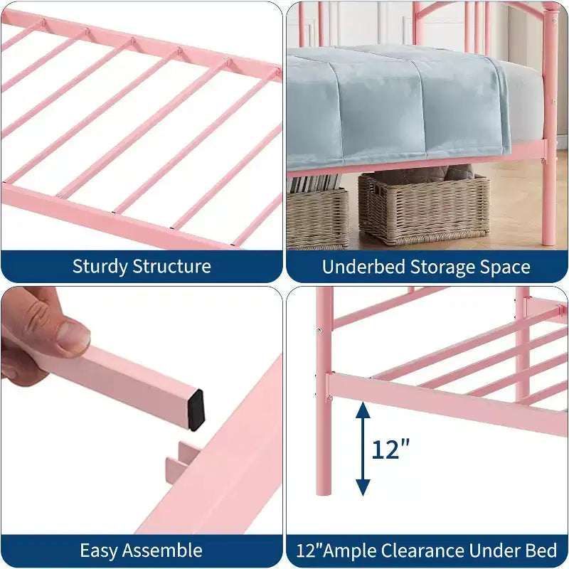 Telaio Divano Letto Singolo con Contenitore Sottostante – Letto a Sofa in Metallo, 30 cm di Spazio Sottostante