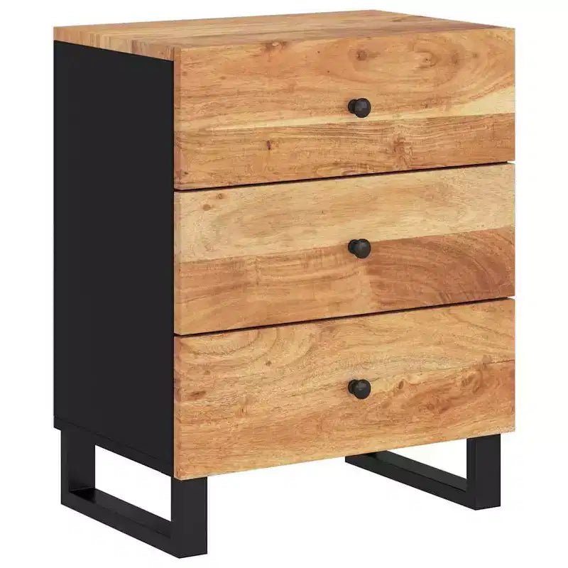 Comodino a giorno in legno massello con cassetto portaoggetti – Legno chiaro, 2 anni di garanzia