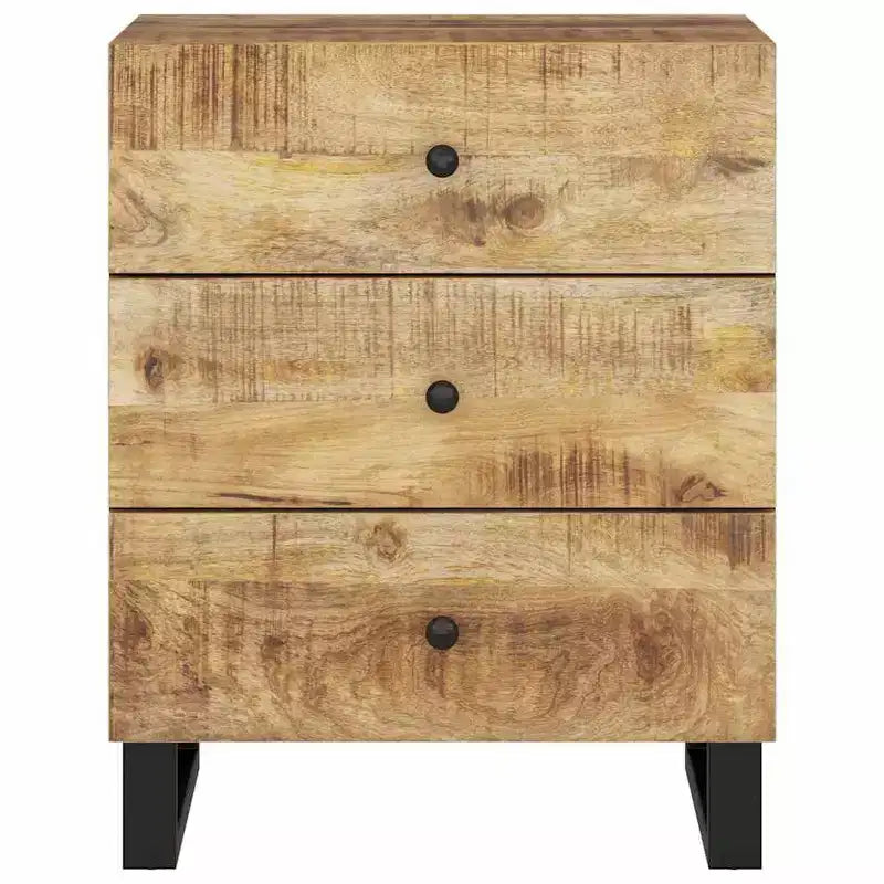Comodino a giorno in legno massello con cassetto portaoggetti – Legno chiaro, 2 anni di garanzia