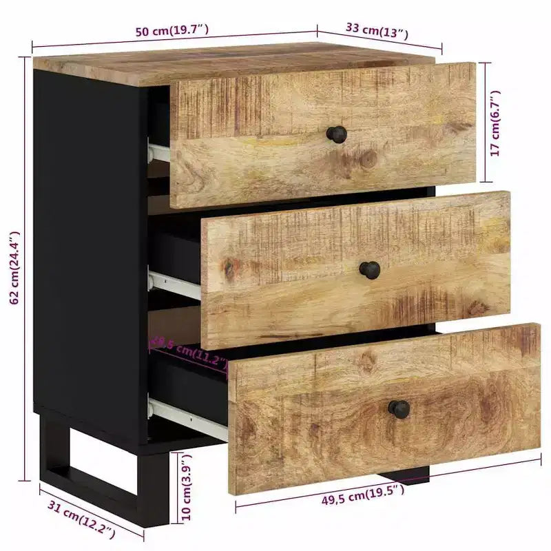 Comodino a giorno in legno massello con cassetto portaoggetti – Legno chiaro, 2 anni di garanzia