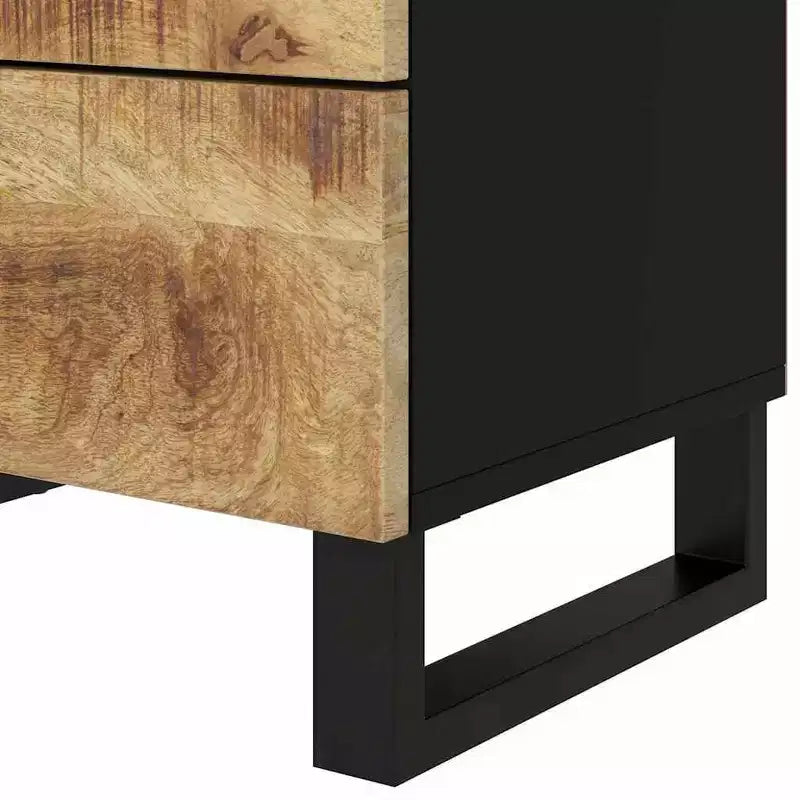Comodino a giorno in legno massello con cassetto portaoggetti – Legno chiaro, 2 anni di garanzia