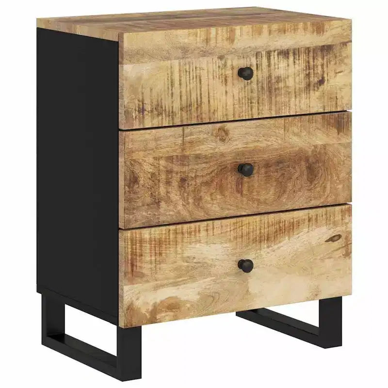 Comodino a giorno in legno massello con cassetto portaoggetti – Legno chiaro, 2 anni di garanzia