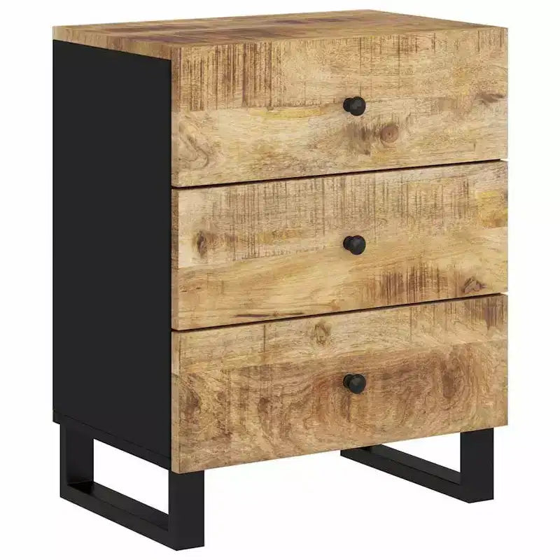 Comodino a giorno in legno massello con cassetto portaoggetti – Legno chiaro, 2 anni di garanzia