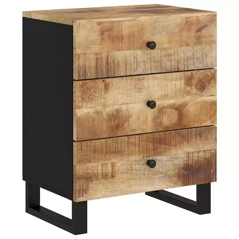 Comodino a giorno in legno massello con cassetto portaoggetti – Legno chiaro, 2 anni di garanzia