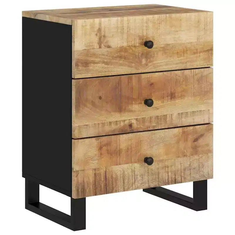 Comodino a giorno in legno massello con cassetto portaoggetti – Legno chiaro, 2 anni di garanzia