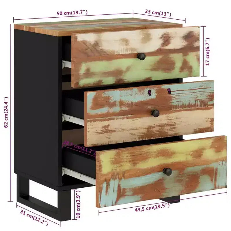 Comodino a giorno in legno massello con cassetto portaoggetti – Legno chiaro, 2 anni di garanzia