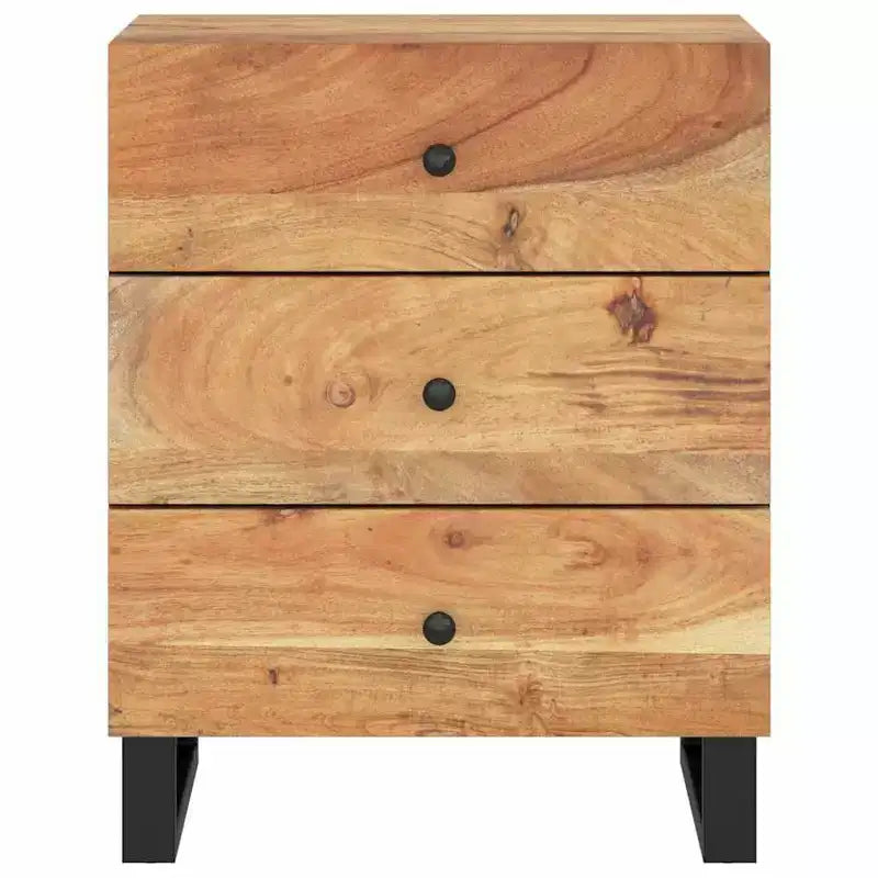 Comodino a giorno in legno massello con cassetto portaoggetti – Legno chiaro, 2 anni di garanzia