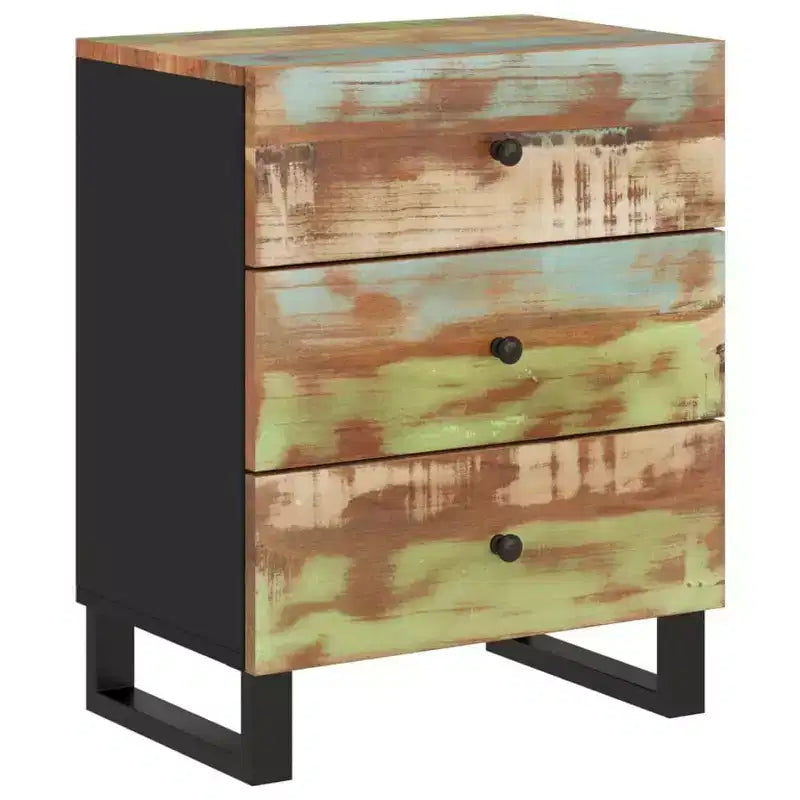 Comodino a giorno in legno massello con cassetto portaoggetti – Legno chiaro, 2 anni di garanzia