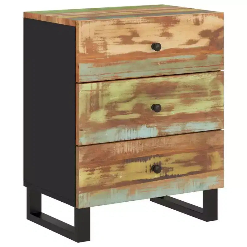 Comodino a giorno in legno massello con cassetto portaoggetti – Legno chiaro, 2 anni di garanzia