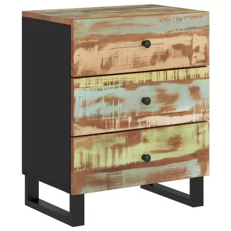 Comodino a giorno in legno massello con cassetto portaoggetti – Legno chiaro, 2 anni di garanzia