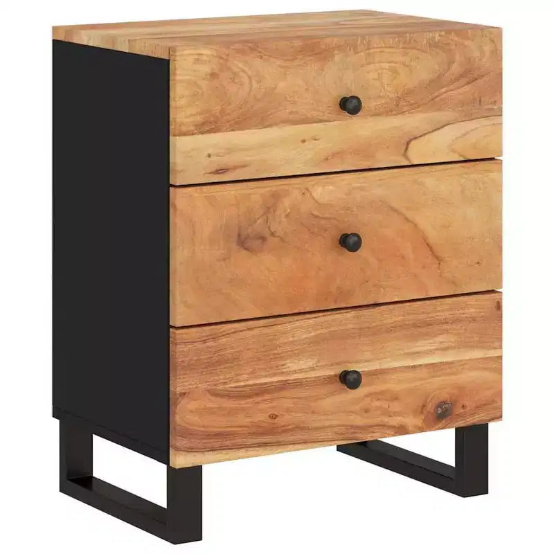 Comodino a giorno in legno massello con cassetto portaoggetti – Legno chiaro, 2 anni di garanzia