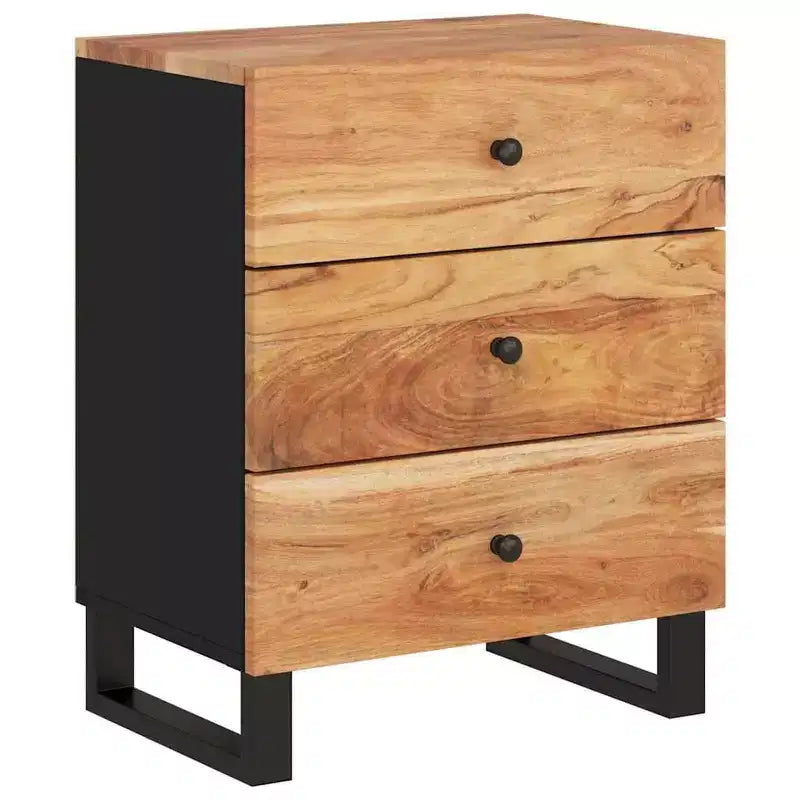 Comodino a giorno in legno massello con cassetto portaoggetti – Legno chiaro, 2 anni di garanzia