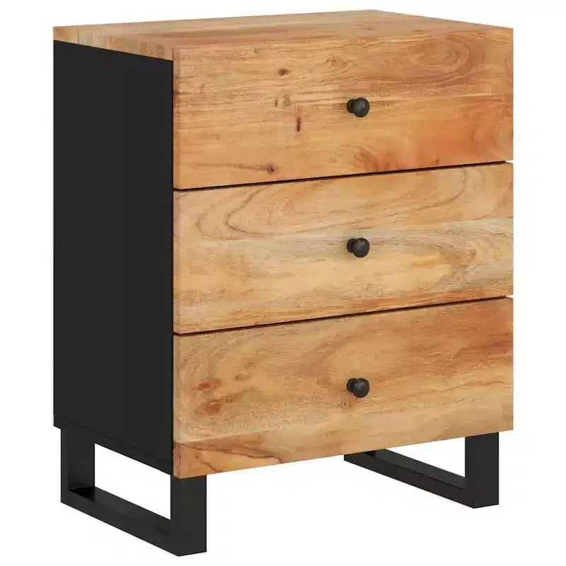 Comodino a giorno in legno massello con cassetto portaoggetti – Legno chiaro, 2 anni di garanzia