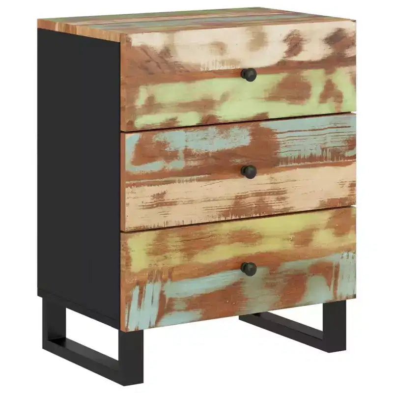 Comodino a giorno in legno massello con cassetto portaoggetti – Legno chiaro, 2 anni di garanzia