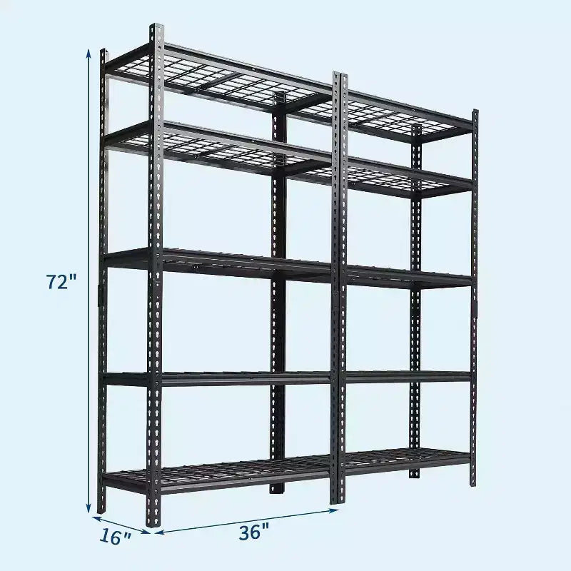 Scaffale portaoggetti in metallo, unità di stoccaggio regolabile a 5 ripiani, scaffali da garage resistenti, capacità 900 kg, per garage, magazzino, 91x40x183 cm, confezione da 2