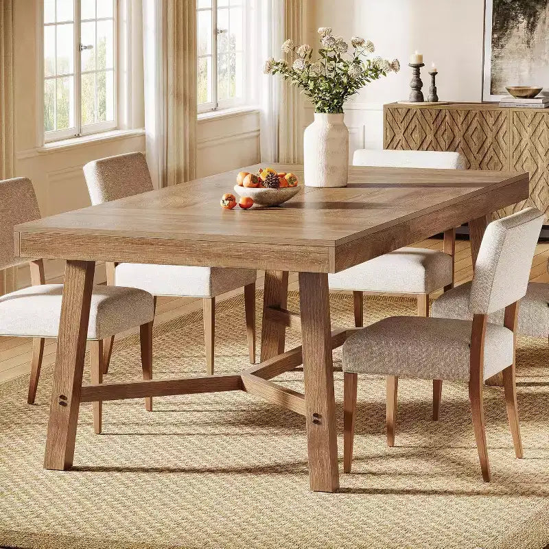 Tavolo da pranzo stile rustico da 180 cm per 6-8 persone – MDF, capacità 136 kg
