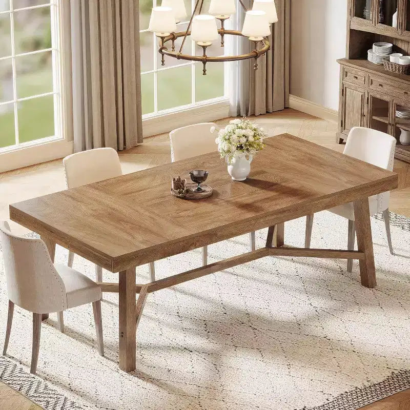 Tavolo da pranzo stile rustico da 180 cm per 6-8 persone – MDF, capacità 136 kg