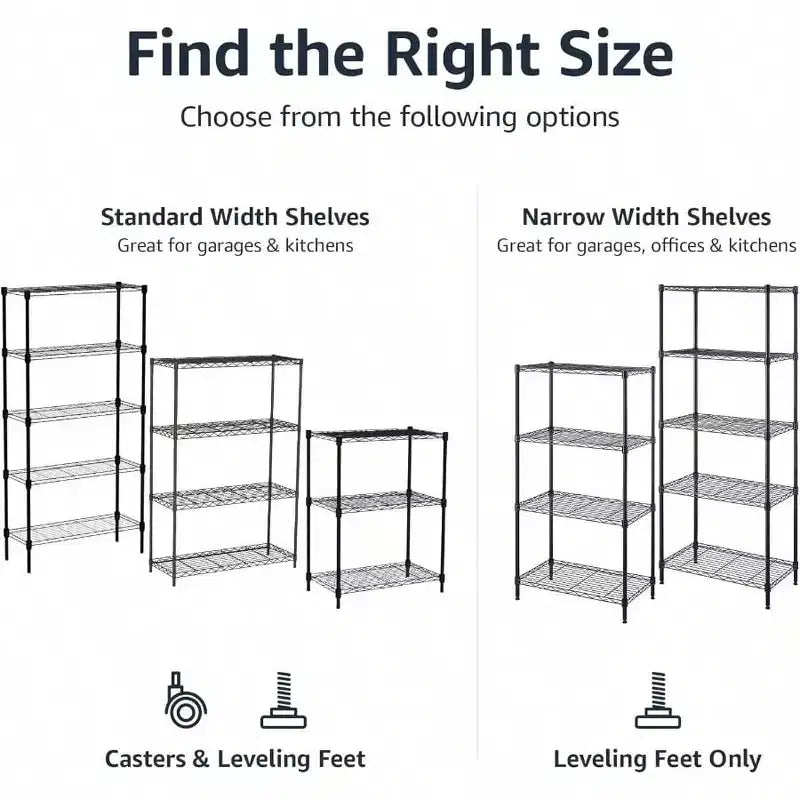 Scaffale portaoggetti in filo di acciaio resistente regolabile a 3 ripiani, organizer per cucina e garage, nero, 23,2 pollici L x 13,4 pollici P x 30 pollici H