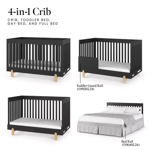 Culla trasformabile 4-in-1 – Finitura nero Caviar, Prodotta negli USA