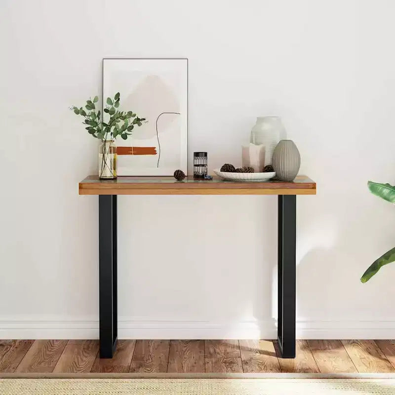 Consolle in teak 100x35x75 cm con intarsi in resina - 2 anni di garanzia
