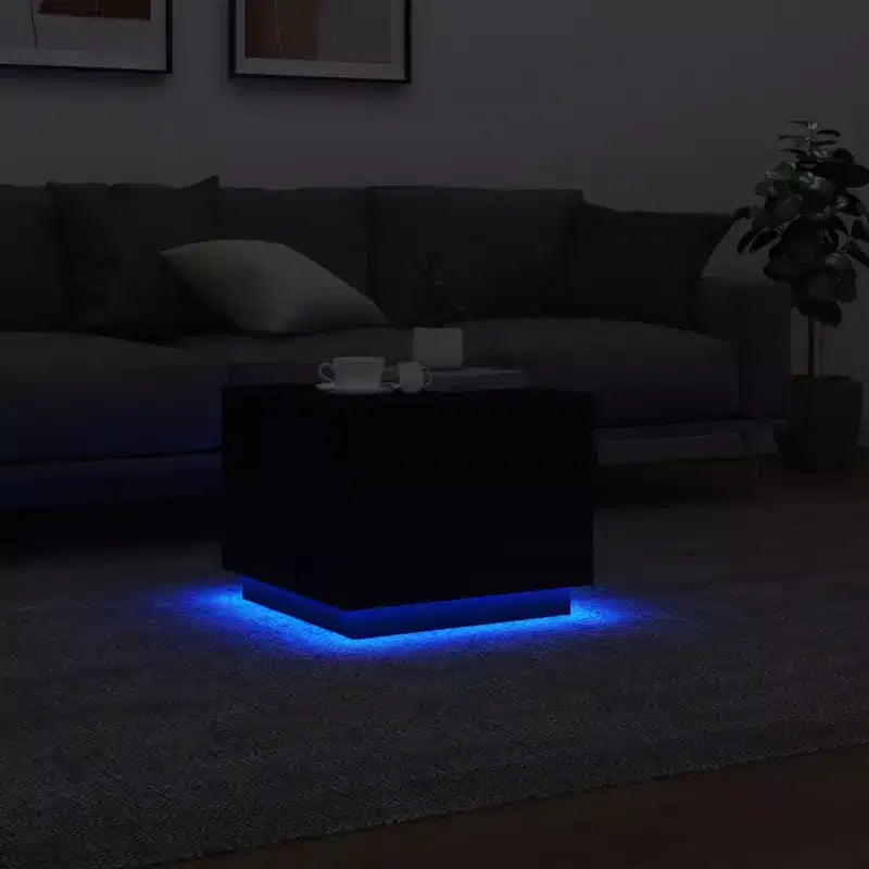 Tavolino da Caffè Bianco in Legno Ingegnerizzato con Luci LED Integrate – Capacità 69,85 kg
