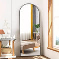 56 Inch Arch Mirror Floor Mirror with Stand Black Full Body Standing or Leaning Mirror for Bedroom Living Room