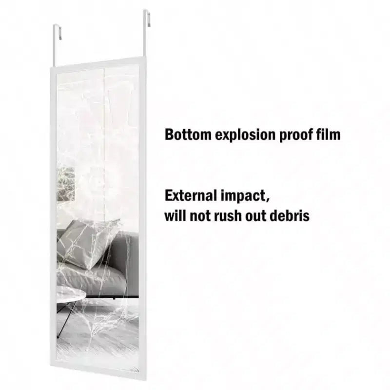 Specchio a tutta lunghezza da appendere alla porta o a parete 48 pollicix 16 pollici con 2 ganci in metallo, per camera da letto, soggiorno, bagno, bianco