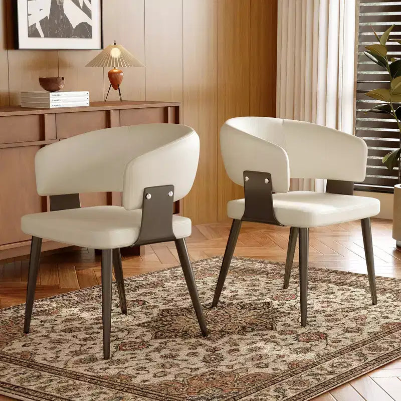 Luck Live Farmhouse Dining Chairs with Metal Feet, Soft Padded Seat & Back, Stylish Accent Chairs for Home Office & Kitchen (Set Of 2)