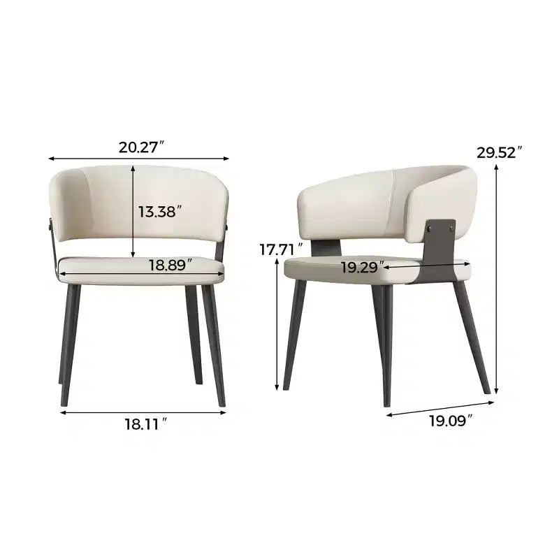 Sedie da pranzo rustiche, set da 2 – Pelle Nappa, Piedini in metallo, Capacità 200 kg