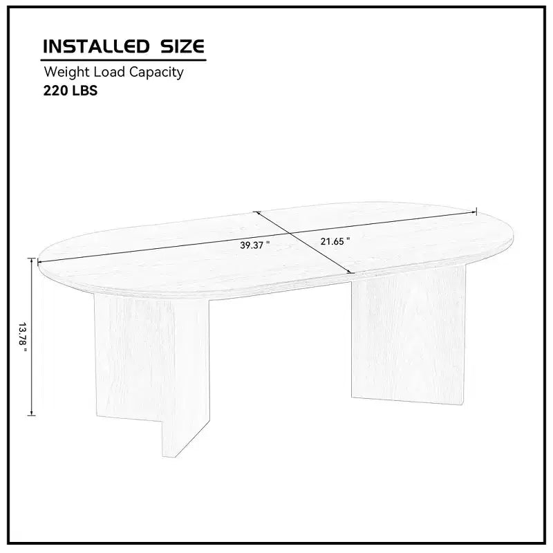 Tavolino da caffè ovale moderno da 100 cm – Piano in legno impiallacciato, base in MDF, garanzia di 30 giorni