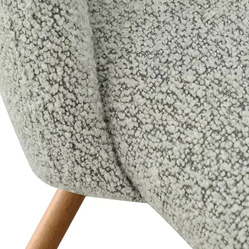 Set di 6 sedie da pranzo imbottite in bouclé – Schienale curvo, gambe in metallo effetto rovere
