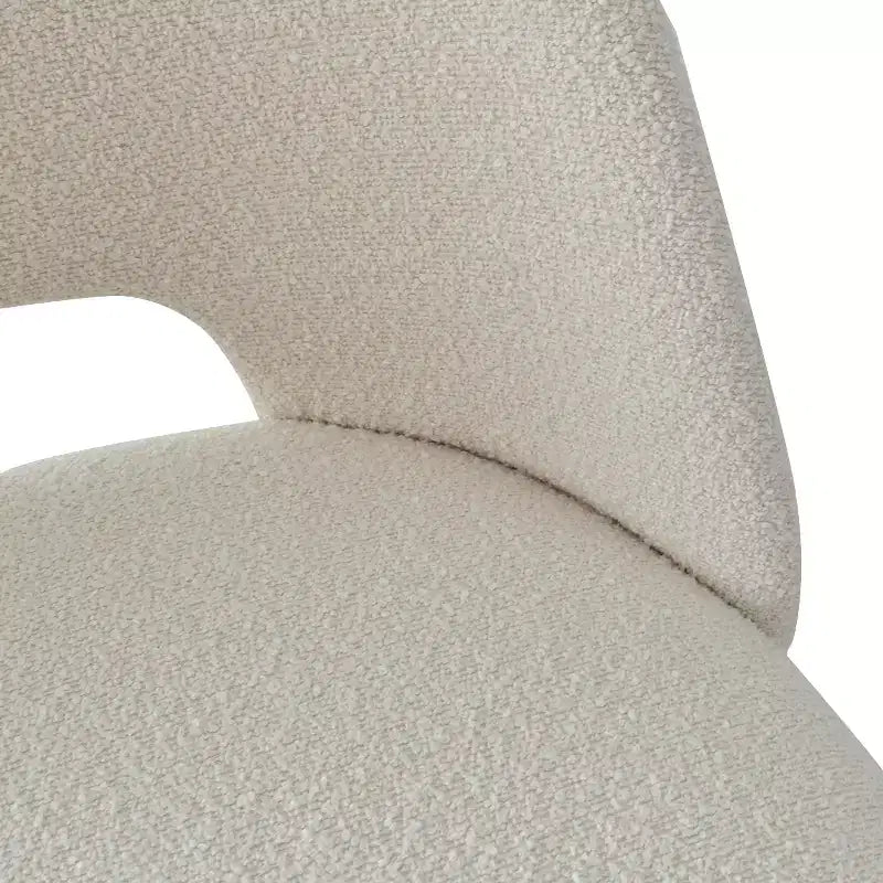 Set di 6 sedie da pranzo imbottite in bouclé – Schienale curvo, gambe in metallo effetto rovere