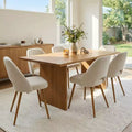 Set of 6 Boucl Upholstered Dining Chairs, Modern Kitchen Chairs with Curved Backrest and Oak-Look Metal Legs, Comfortable Side Chairs - Panipeachy