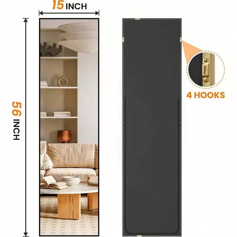 Specchio a figura intera, grande, da terra, con cornice in alluminio, per camera da letto, soggiorno, bagno, antiappannamento, vetro trasparente